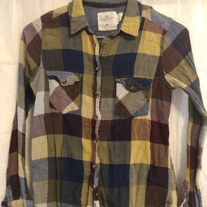 H&M multi-color plaid button up